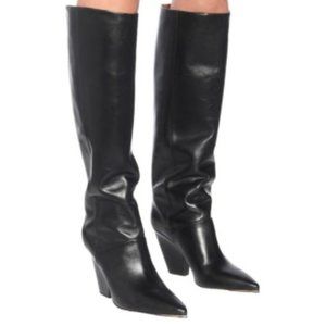 Tory Burch Women's Lila Pointed Toe High Heel Tall Leather Boots